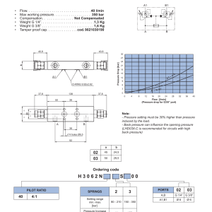 NEM Hydraulics Double Acting Counterbalance Valve With Coaxial Cavity - A1/B1 Flanged 28X38 drawing