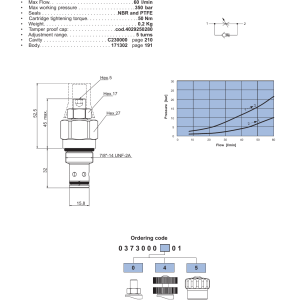NEM Hydraulics Unidirectional Flow Control Valve drawing