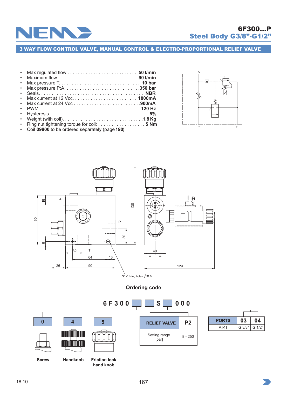 NEM Hydraulics Flow Control Valve drawing