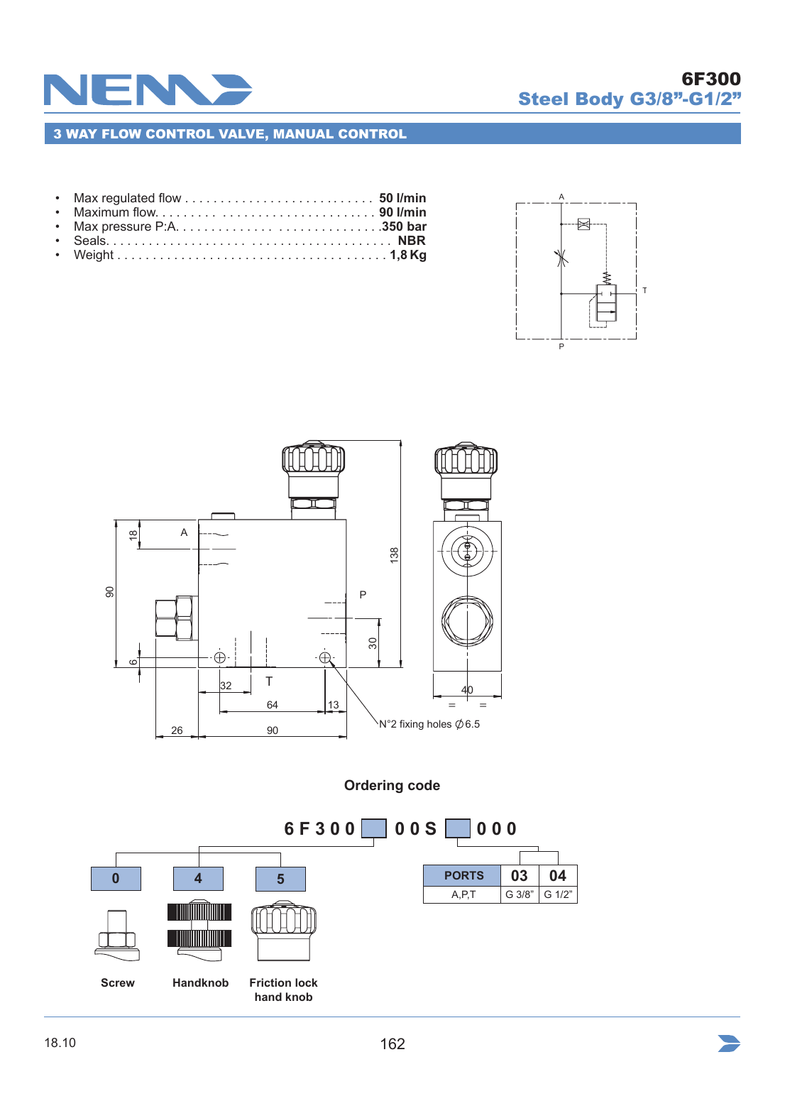 NEM Hydraulics Flow Control Valve drawing