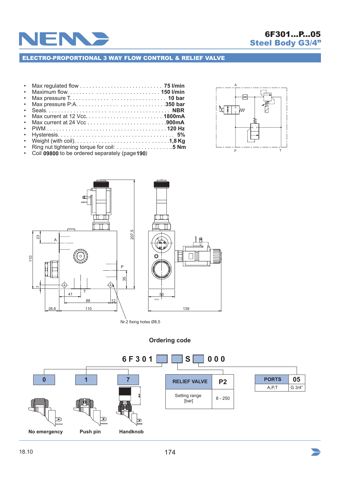 NEM Hydraulics Flow Control Valve drawing