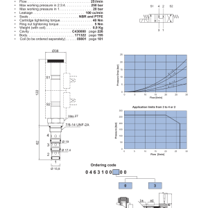 NEM Hydraulics 4 Way 3 Position Electric Spool Valve, Direct Acting drawing