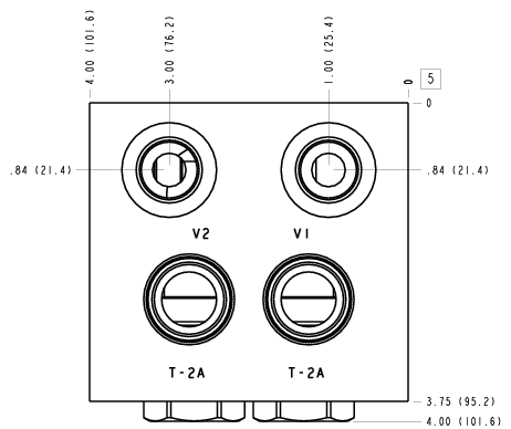 3BV Sun Hydraulics Cushion lock with shuttle Line mount manifold drawing
