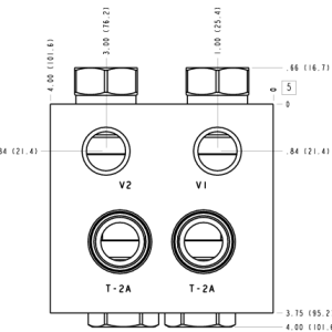 4BC Sun Hydraulics Cushion lock with make up checks Line mount manifold drawing