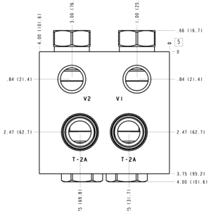 5BC Sun Hydraulics Cushion lock with make up checks and shuttle Line mount manifold drawing