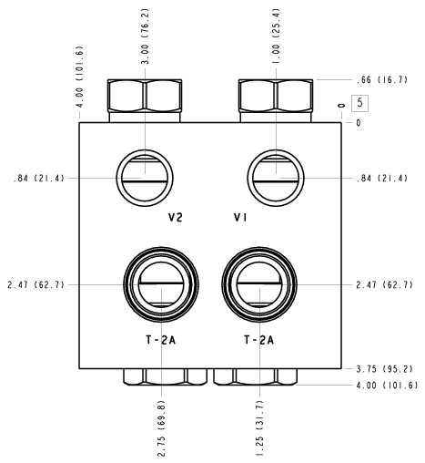 5BC Sun Hydraulics Cushion lock with make up checks and shuttle Line mount manifold drawing