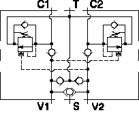 5BL Sun Hydraulics Cushion lock with make up checks and shuttle Line mount manifold drawing