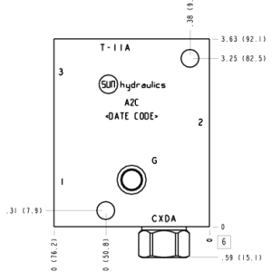 A2C Sun Hydraulics Ninety degree with reverse flow check, accepts standard and weatherized coils Line mount manifold drawing