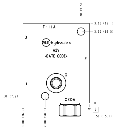 A2V Sun Hydraulics Ninety degree with reverse flow check, accepts standard and weatherized coils Line mount manifold drawing