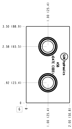 A5B Sun Hydraulics Common port 2 with coil clearance Line mount manifold drawing