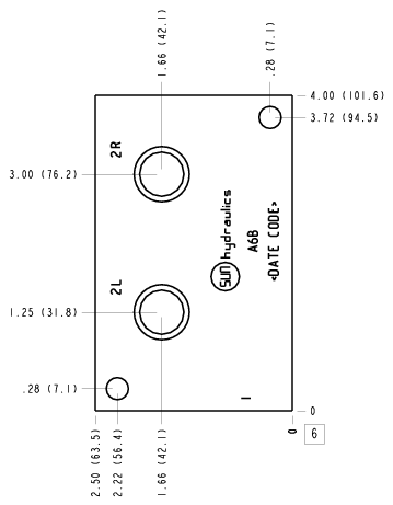 A6B Sun Hydraulics Common port 1, accepts standard and weatherized coils Line mount manifold drawing