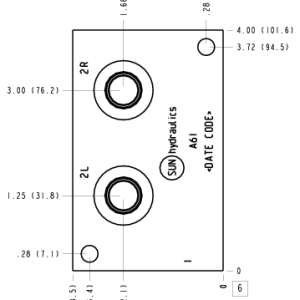 A6I Sun Hydraulics Common port 1, accepts standard and weatherized coils Line mount manifold drawing
