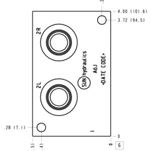A6J Sun Hydraulics Common port 1, accepts standard and weatherized coils Line mount manifold drawing