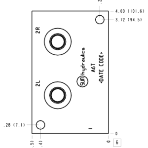 A6T Sun Hydraulics Common port 1, accepts standard and weatherized coils Line mount manifold drawing