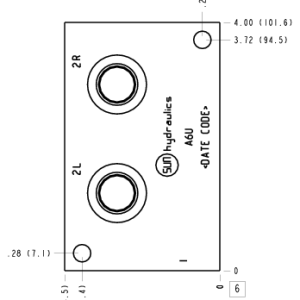 A6U Sun Hydraulics Common port 1, accepts standard and weatherized coils Line mount manifold drawing