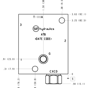 A7B Sun Hydraulics Ninety degree with reverse flow check, accepts standard and weatherized coils Line mount manifold drawing
