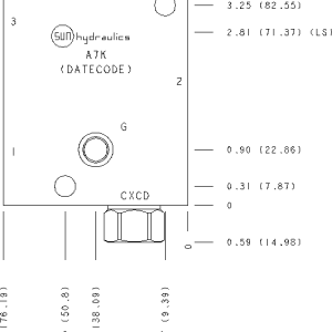 A7K Sun Hydraulics Ninety degree with reverse flow check, accepts standard and weatherized coils Line mount manifold drawing