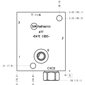 A7T Sun Hydraulics Ninety degree with reverse flow check, accepts standard and weatherized coils Line mount manifold drawing