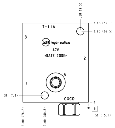A7V Sun Hydraulics Ninety degree with reverse flow check, accepts standard and weatherized coils Line mount manifold drawing