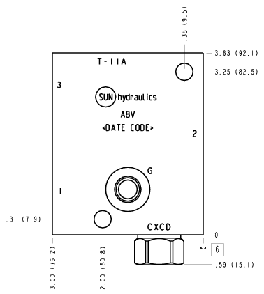 A8V Sun Hydraulics Ninety degree with reverse flow check, accepts standard and weatherized coils Line mount manifold drawing