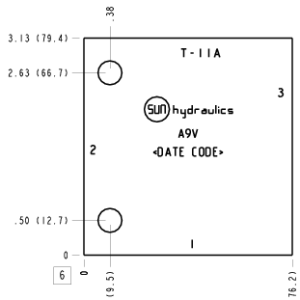 A9V Sun Hydraulics Ninety degree with high capacity port 3, accepts standard and weatherized coils Line mount manifold drawing
