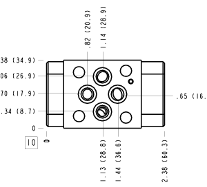 ABA Sun Hydraulics ISO 02: P to T Sandwich manifold drawing