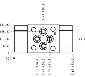 ABB Sun Hydraulics ISO 02: A to B and B to A Sandwich manifold drawing