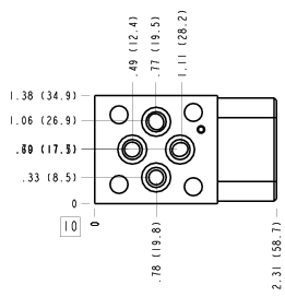 ABD Sun Hydraulics ISO 02: On P Sandwich manifold drawing