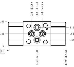 ABE Sun Hydraulics ISO 02: Meter out A and B Sandwich manifold drawing