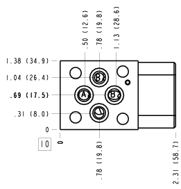 ABH Sun Hydraulics ISO 02: On T Sandwich manifold drawing
