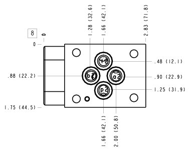 ABQ Sun Hydraulics ISO 03 - 30mm: B to T Sandwich manifold drawing