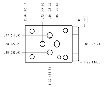 ABS Sun Hydraulics ISO 03 - 30mm: Out of T Sandwich manifold drawing