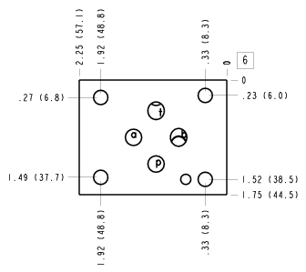 ABT Sun Hydraulics ISO 03 - 30mm: On A and B Sandwich manifold drawing