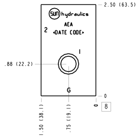 AEA Sun Hydraulics Through port 1 with gauge port Line mount manifold drawing