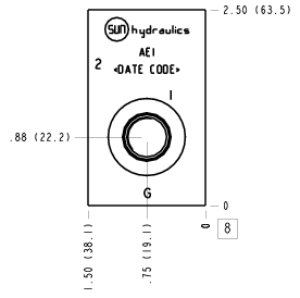 AEI Sun Hydraulics Through port 1 with gauge port Line mount manifold drawing
