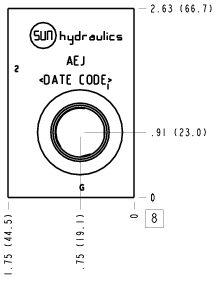 AEJ Sun Hydraulics Through port 1 with gauge port Line mount manifold drawing