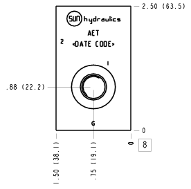 AET Sun Hydraulics Through port 1 with gauge port Line mount manifold drawing