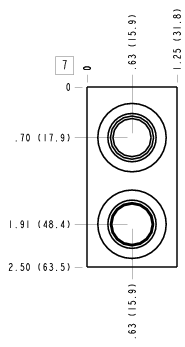 AGU Sun Hydraulics Ninety degree, ports 1 & 2 through Line mount manifold drawing