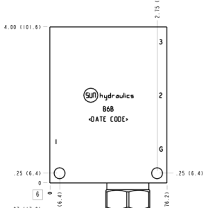 B6B Sun Hydraulics Ninety degree with reverse flow check - sequence Line mount manifold drawing