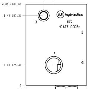 B7C Sun Hydraulics Through port 1 with reverse flow check Line mount manifold drawing
