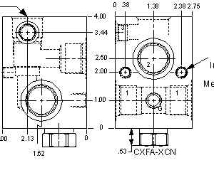 B7V Sun Hydraulics Through port 1 with reverse flow check Line mount manifold drawing