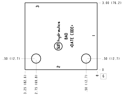 BAD Sun Hydraulics Ninety degree with high capacity port 3 Line mount manifold drawing