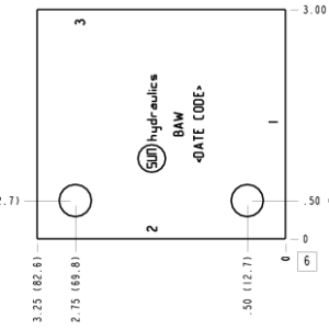 BAW Sun Hydraulics Ninety degree with high capacity port 3 Line mount manifold drawing