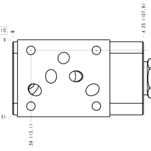 BB3 Sun Hydraulics ISO 05: Reducer on B with reverse flow check Sandwich manifold drawing