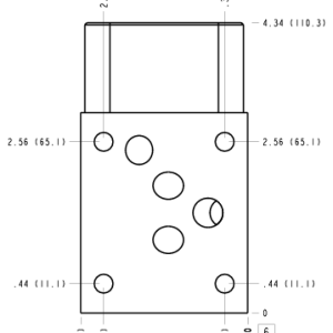 BBC Sun Hydraulics ISO 05: P to T, port 3 external Sandwich manifold drawing