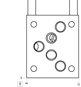BBD Sun Hydraulics ISO 05: A to T, port 3 external Sandwich manifold drawing