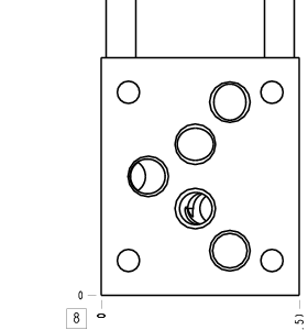 BBE Sun Hydraulics ISO 05: B to T, port 3 external Sandwich manifold drawing