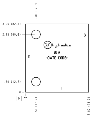 BCA Sun Hydraulics Ninety degree Line mount manifold drawing