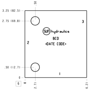 BCD Sun Hydraulics Ninety degree Line mount manifold drawing