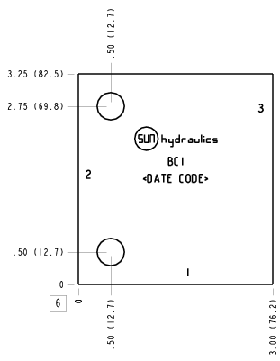 BCI Sun Hydraulics Ninety degree Line mount manifold drawing